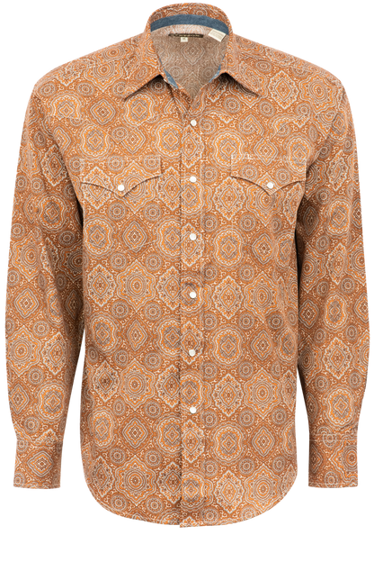 Stetson Men's Medallion Paisley Pearl Snap Shirt - Brown