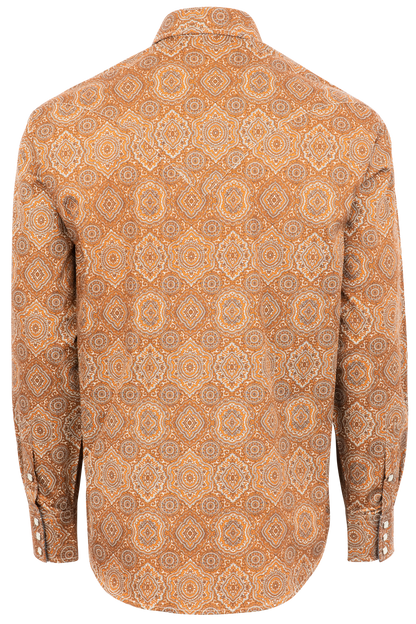 Stetson Men's Medallion Paisley Pearl Snap Shirt - Brown