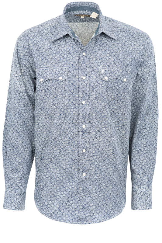 Stetson Men's Vintage Vine Pearl Snap Shirt - Blue