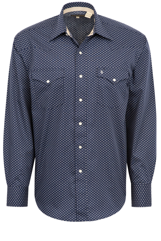 Stetson Men's Polar Geometric Print Pearl Snap Shirt - Navy