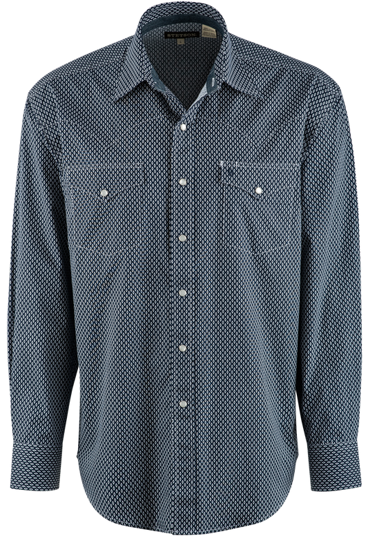 Stetson Diamond Long Sleeve Pearl Snap Shirt - Blue