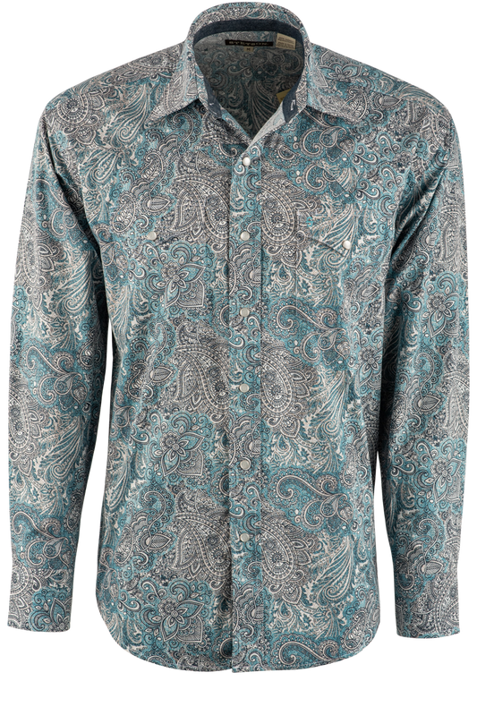 Stetson Paisley Long Sleeve Pearl Snap Shirt - Green