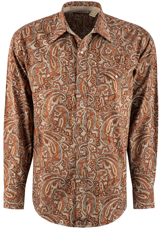 Stetson Paisley Long Sleeve Pearl Snap Shirt - Orange