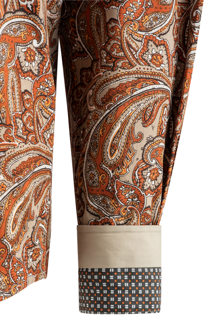 Stetson Paisley Long Sleeve Pearl Snap Shirt - Orange