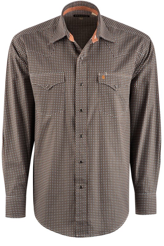 Stetson Gray Dash Long Sleeve Pearl Snap Shirt