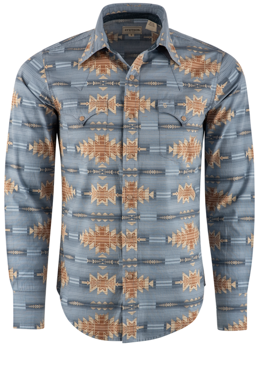 Stetson Desert Pearl Snap Shirt - Blue