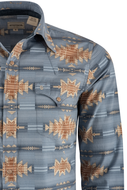 Stetson Desert Pearl Snap Shirt - Blue