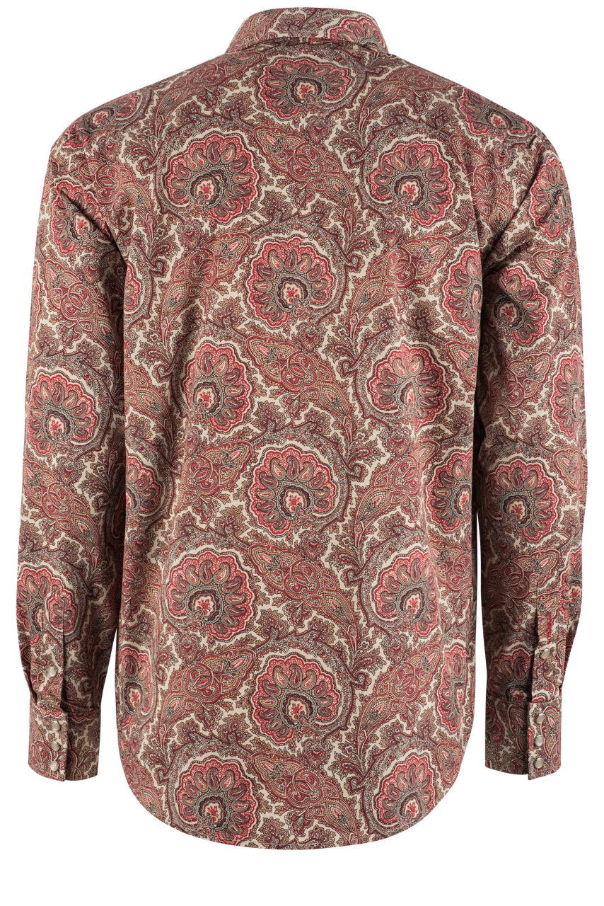 Stetson Men's Paisley Printed Pearl Snap Shirt - Red Sandstone