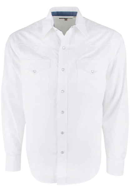 Men's White Diamonds Long Sleeve White Western Shirt 3XL