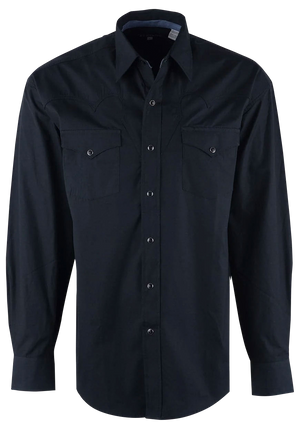 Stetson Men's Peached Poplin Snap Shirt - Solid Black
