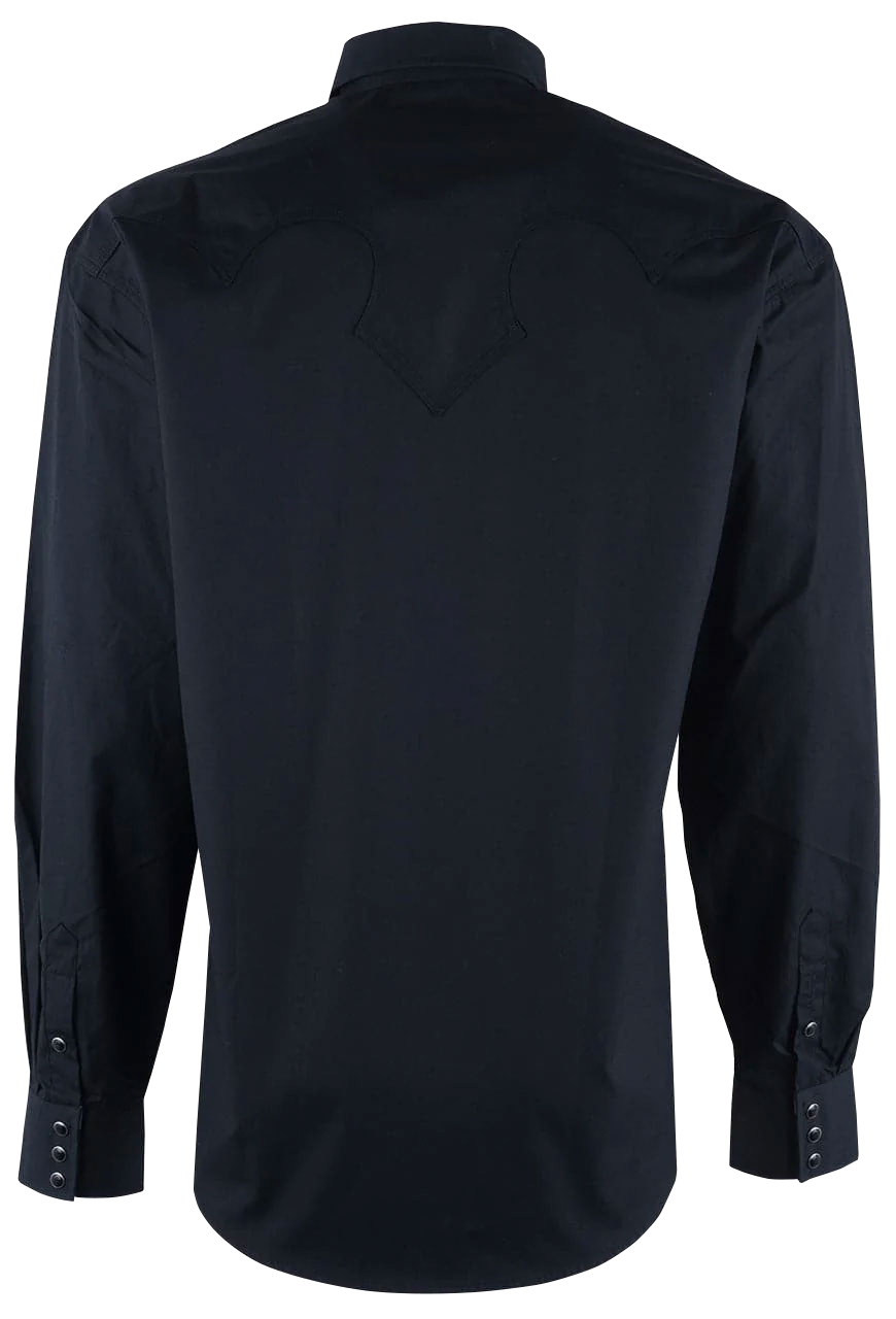 Stetson Men's Peached Poplin Snap Shirt - Solid Black