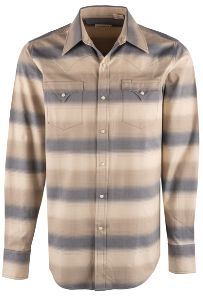 Stetson Ombre Stripe Long Sleeve Pearl Snap Shirt - Cream