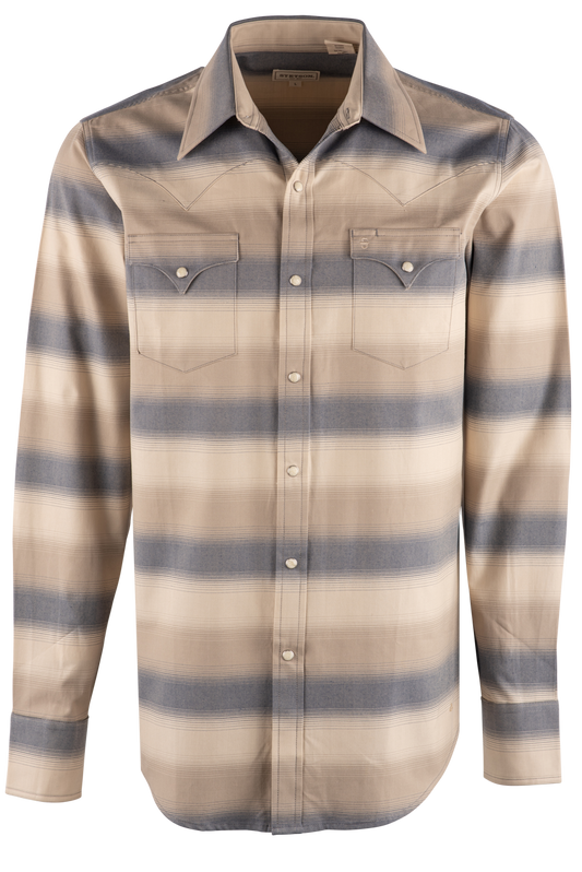 Stetson Ombre Stripe Long Sleeve Pearl Snap Shirt - Cream