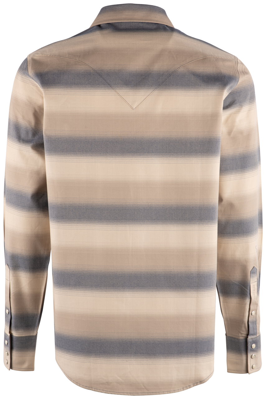 Stetson Ombre Stripe Long Sleeve Pearl Snap Shirt - Cream