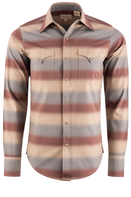 Stetson Men's Ombre Stripe Pearl Snap Shirt
