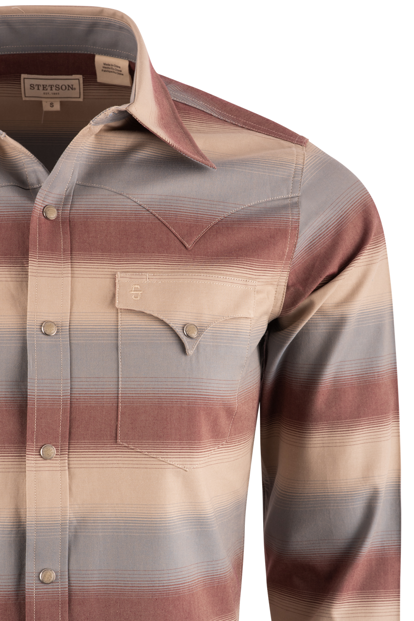 Stetson Men's Ombre Stripe Pearl Snap Shirt