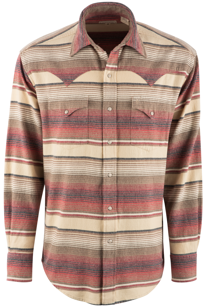 Stetson Men's Brushed Twill Pearl Snap Shirt - Red Stripe
