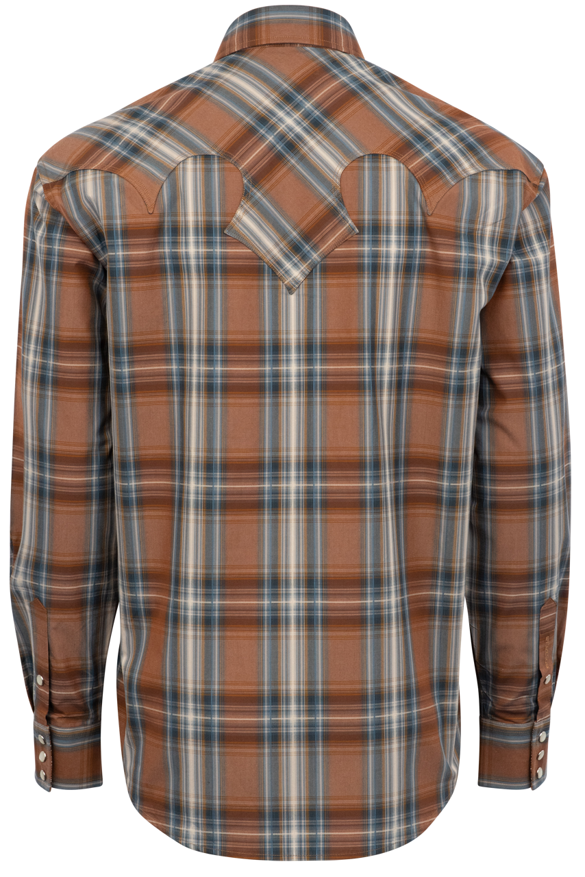 Stetson Men's Rustic Plaid Pearl Snap Shirt - Brown