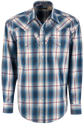 Stetson Ombre Plaid Long Sleeve Pearl Snap Shirt - Blue