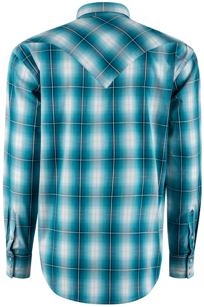 Stetson Plaid Pearl Snap Shirt - Turquoise
