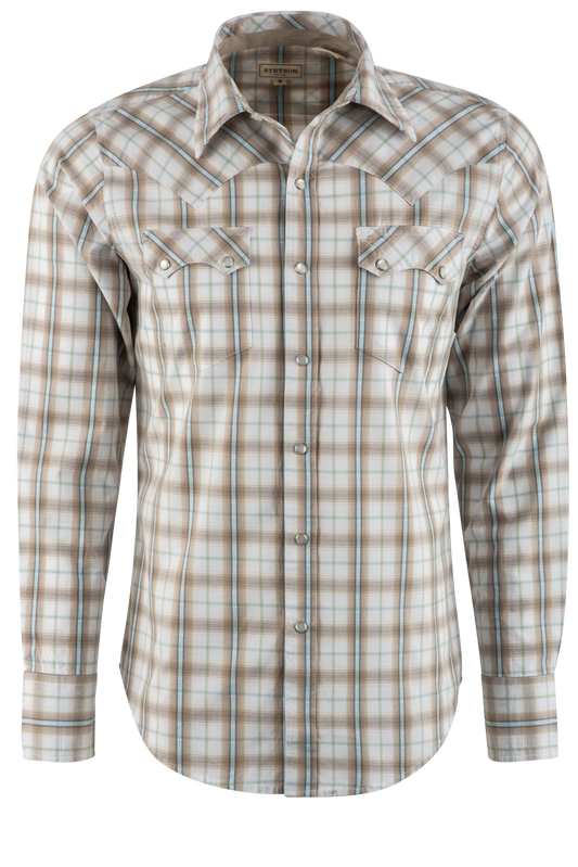 Stetson Plaid Western Long Sleeve Pearl Snap Shirt - Rugged