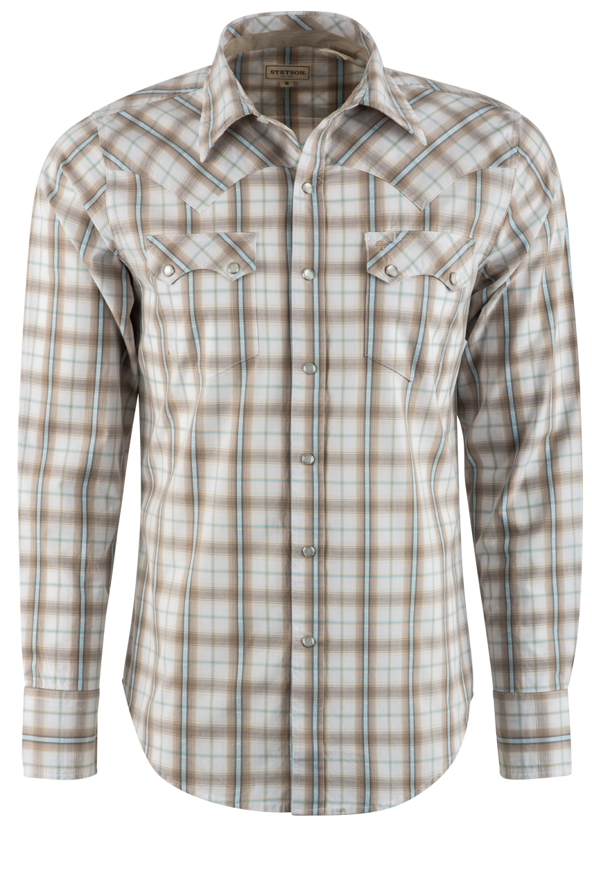 Stetson Plaid Western Long Sleeve Pearl Snap Shirt - Rugged