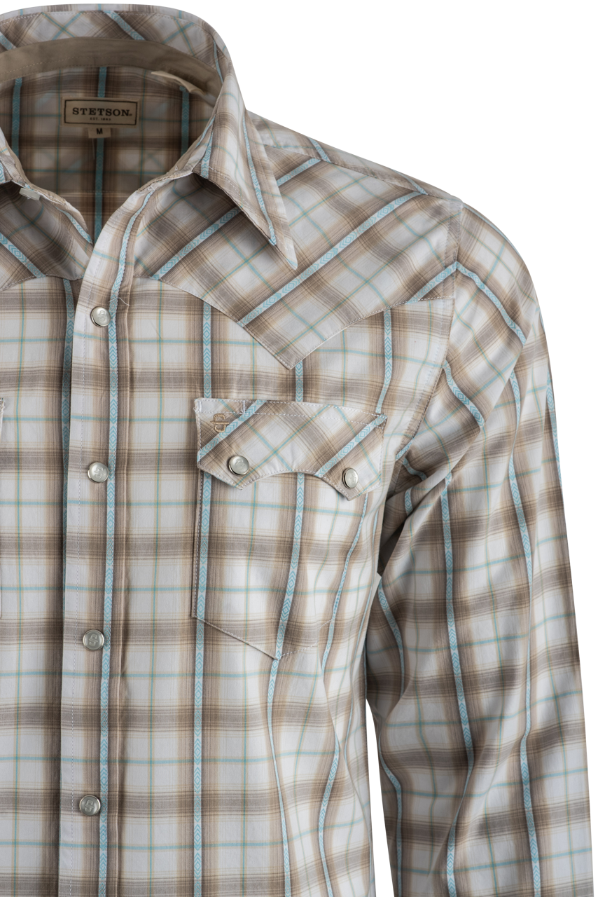 Stetson Plaid Western Long Sleeve Pearl Snap Shirt - Rugged
