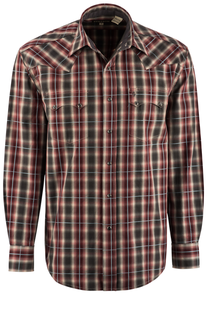 Stetson Men's Plaid Pearl Snap Shirt - Red Slate