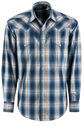 Stetson Men's Ombre Plaid Pearl Snap Shirt - Blue Indigo