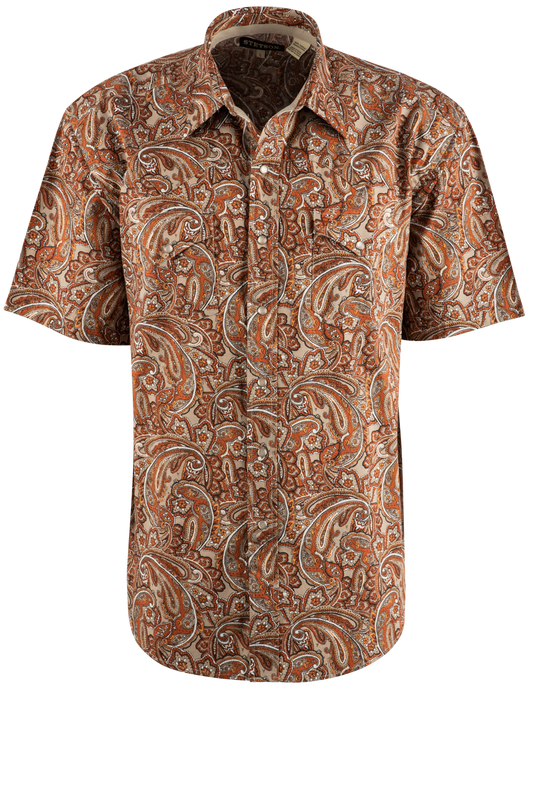 Stetson Paisley Pearl Snap Shirt - Orange