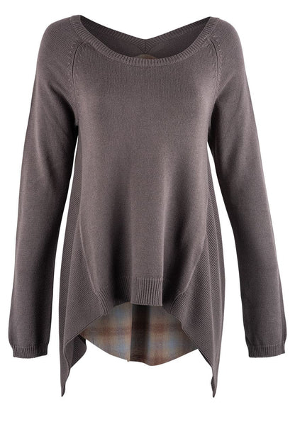 Stetson Grey Sweater Knit Peasant Top