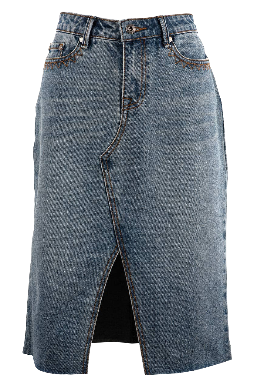 Stetson Women's Denim 5 Pocket Midi Skirt