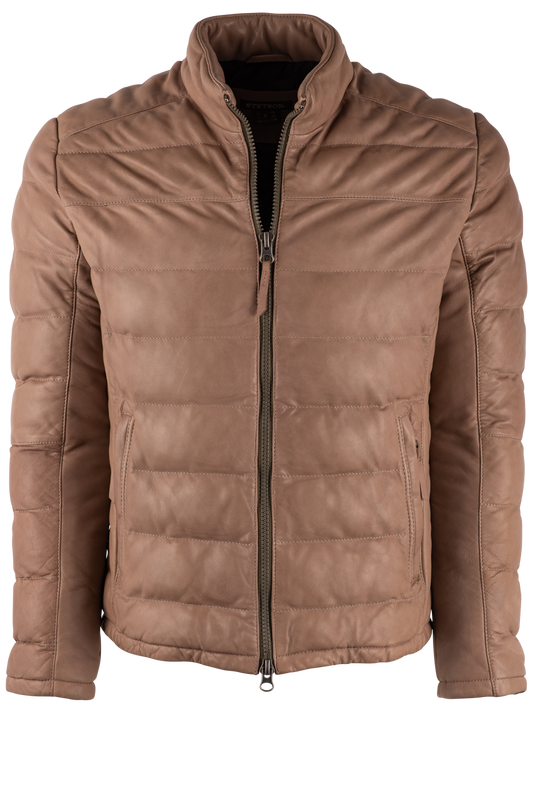 Stetson Men's Tan Puffy Leather Jacket