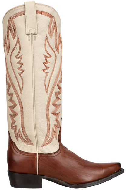 Stetson Women's Two-Tone Leather Cowgirl Boots - Cream