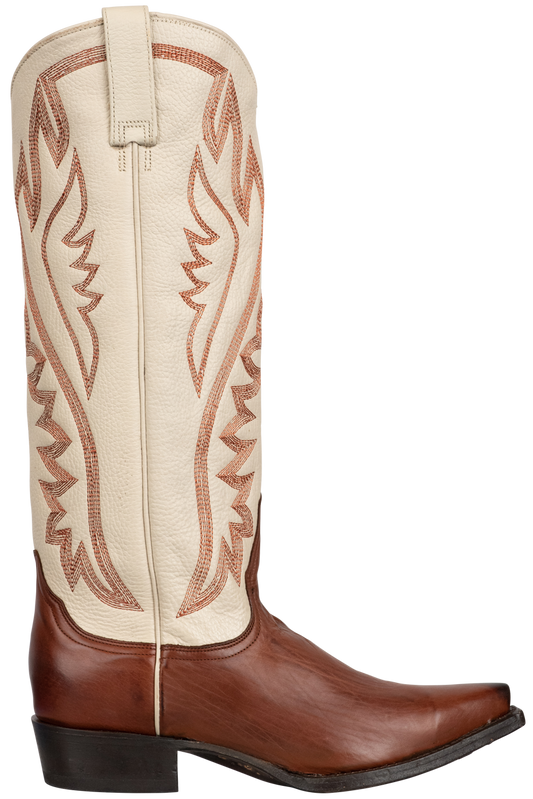 Stetson Women's Two-Tone Leather Cowgirl Boots - Cream