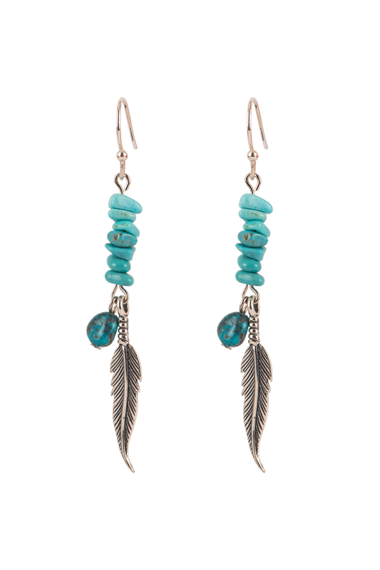 Paige Wallace Turquoise Feather Earrings