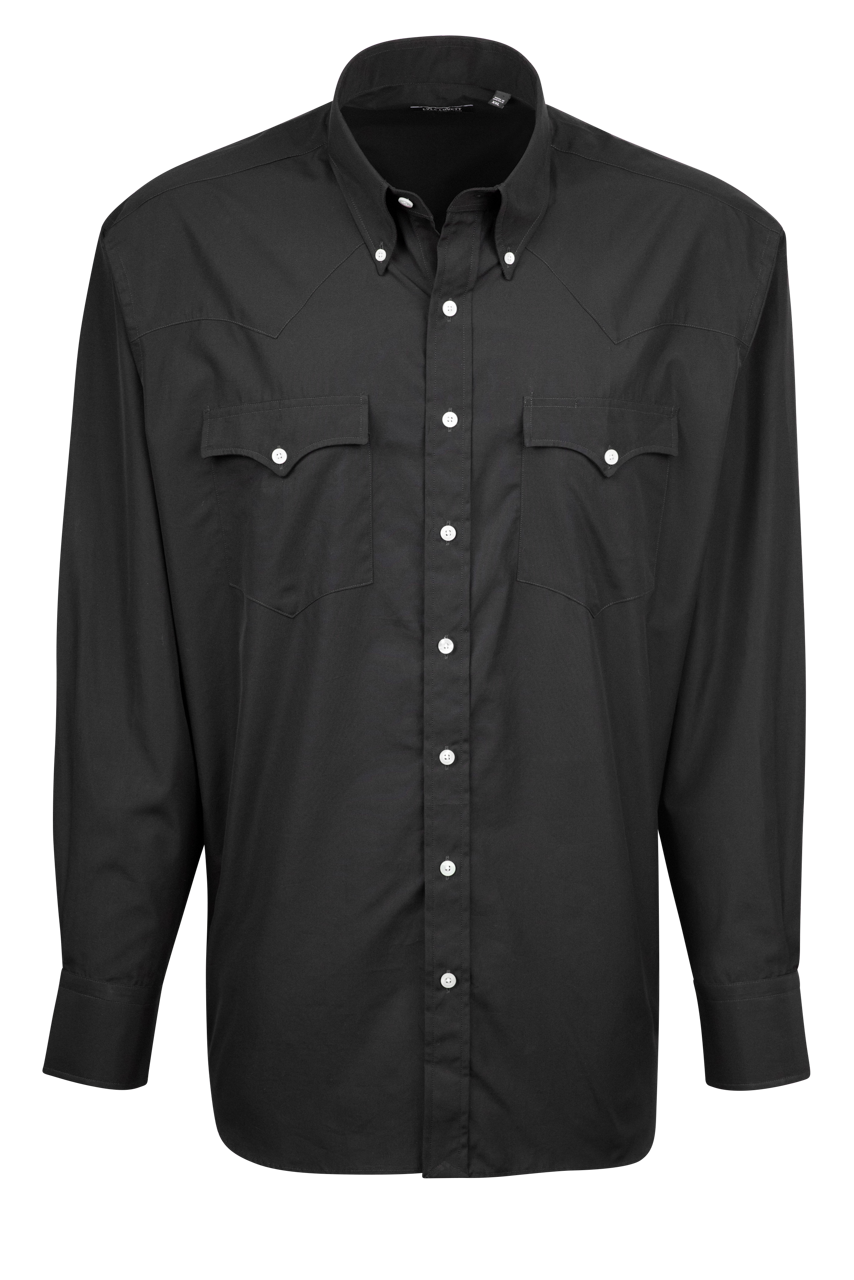 Lyle Lovett for Hamilton Poplin Button-Front Shirt - Solid Black