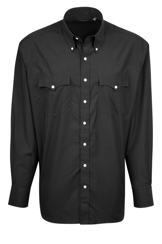 Lyle Lovett for Hamilton Poplin Button-Front Shirt - Solid Black