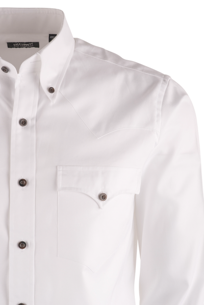 Lyle Lovett for Hamilton Royal Oxford Button-Front Shirt - Solid White