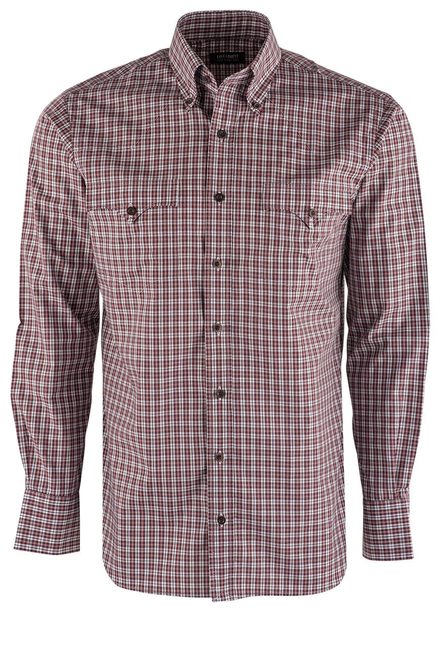 Lyle Lovett Pinpoint Long Sleeve Button-Front Shirt - Cranberry with Gray and White