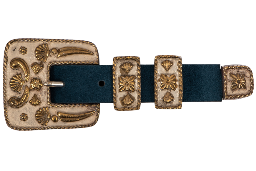 Streets Ahead Teal Suede & Gold Belt