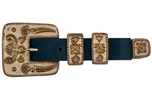 Streets Ahead Teal Suede & Gold Belt