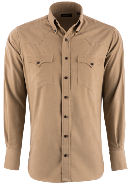 Lyle Lovett for Hamilton Corduroy Button-Front Shirt - Solid Tan