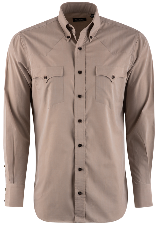 Hamilton by Lyle Lovett Solid Long Sleeve Button-Front Shirt - Tan