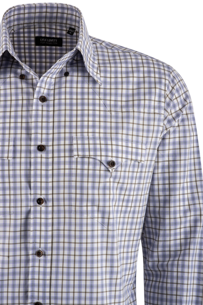 Lyle Lovett for Hamilton Checked Button-Front Shirt - Purple & Brown