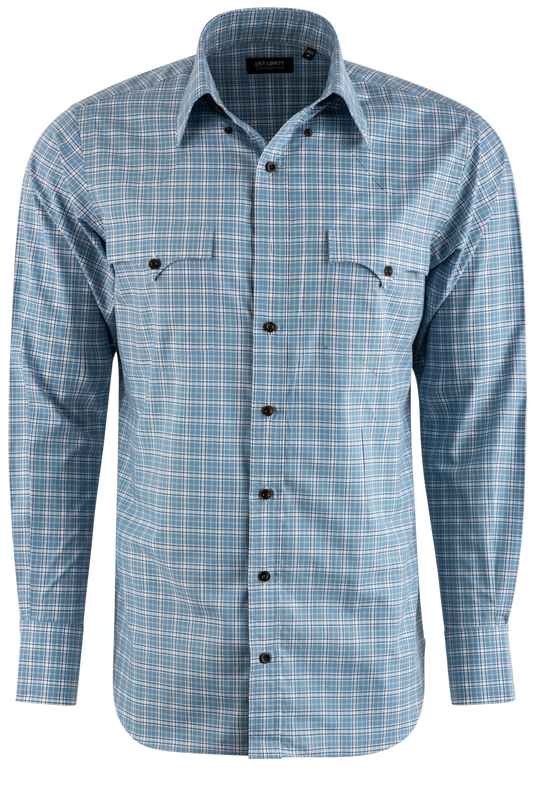 Lyle Lovett for Hamilton Poplin Button-Front Shirt - Blue