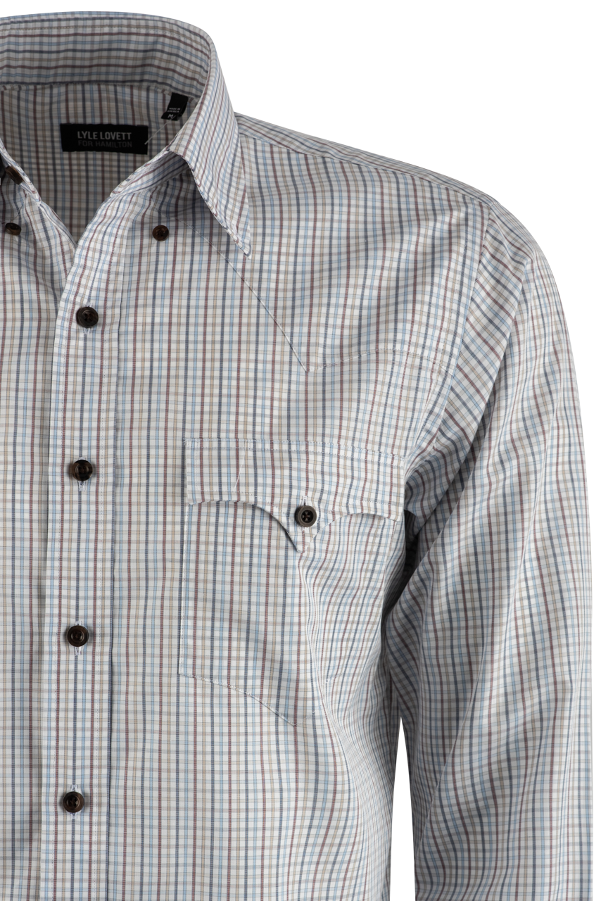 Lyle Lovett for Hamilton Poplin Button-Front Shirt - White/Blue