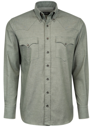 Lyle Lovett for Hamilton Button-Front Shirt - Green Twill