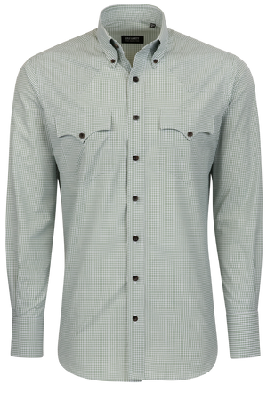 Lyle Lovett for Hamilton Textured Check Button-Front Shirt - Green