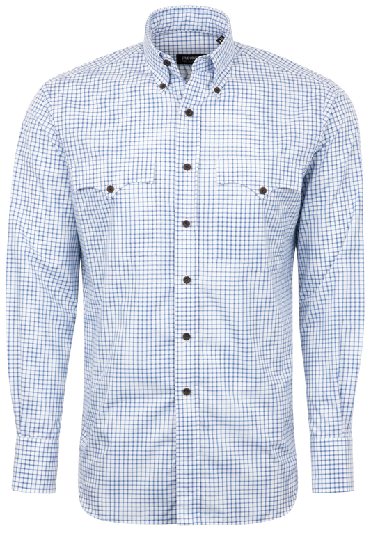 Lyle Lovett for Hamilton Button-Front Shirt - Blue Graph Check